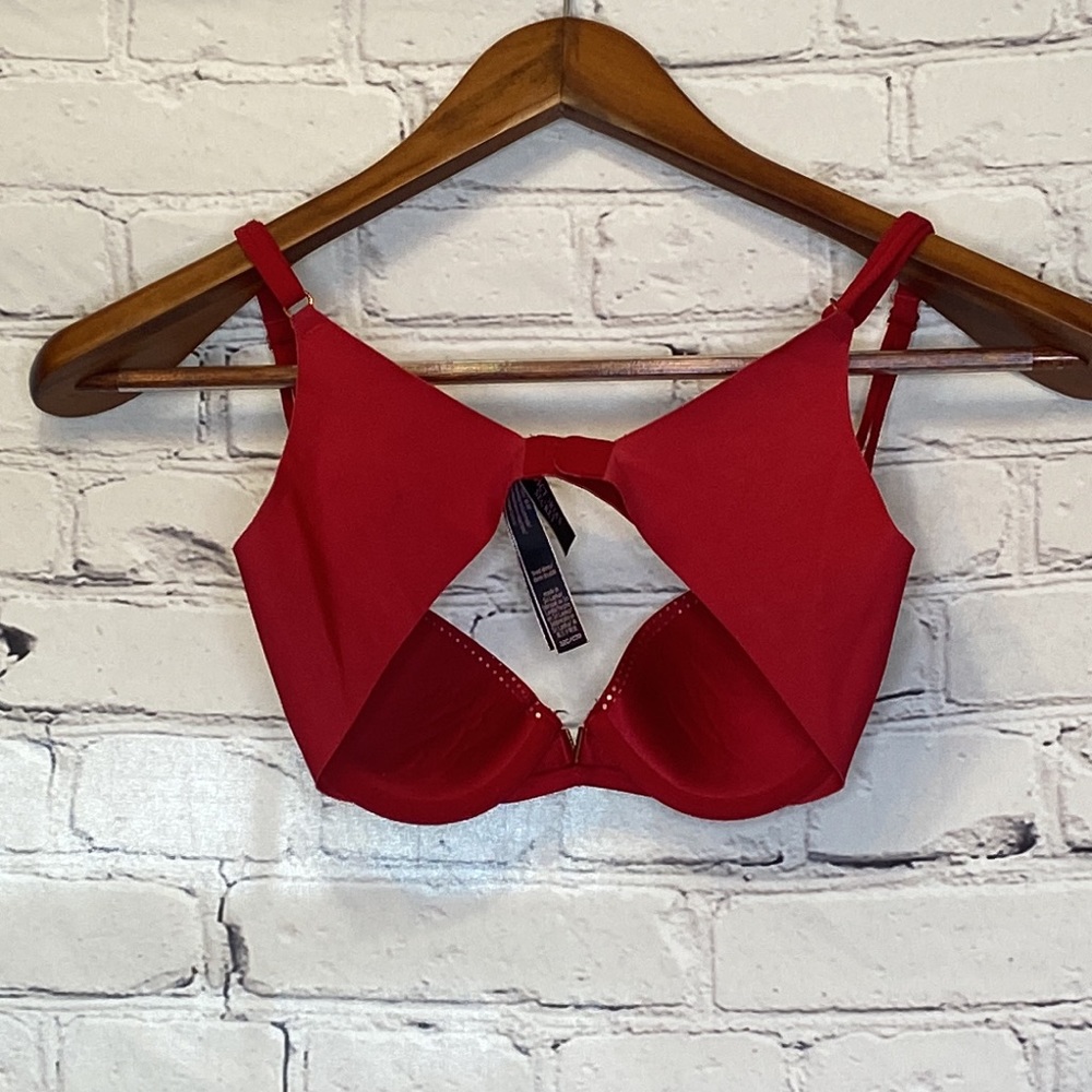 Victoria's Secret Red Gold Dot Underwire Padded Bra Size 32C Excellent Condition - Picture 8 of 10